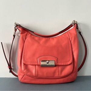 Coach Kirstin Coral Salmon Pink Leather Hobo Shoulder‎ Bag
